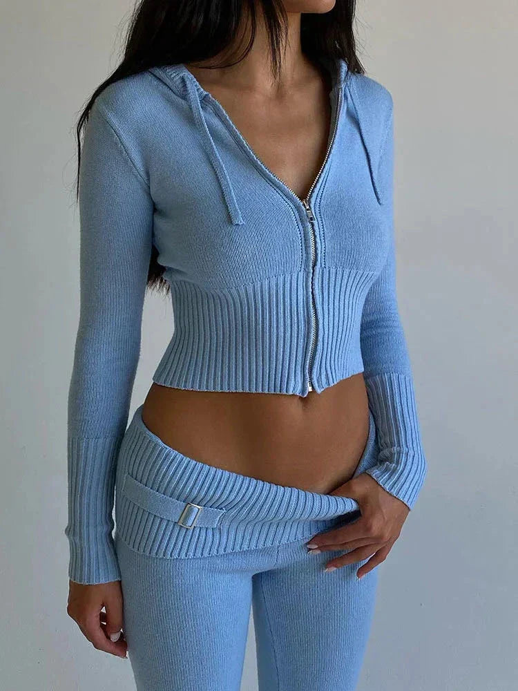 Johanna | Trendy Trainingspak met Crop Top en Flared Broek