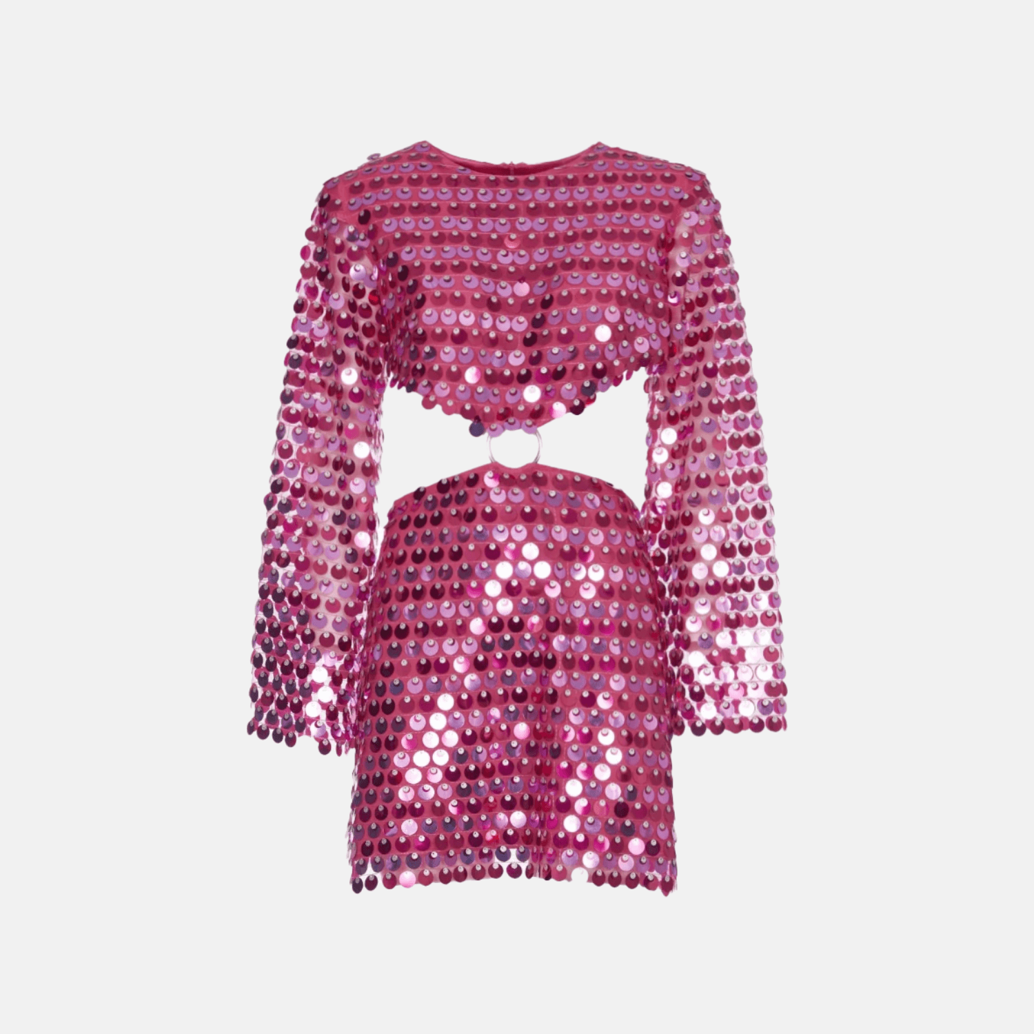 Beatrice | Uitgestrekte Mouw Glinsterende Pailletten Minikleed met Cut-Out Detail