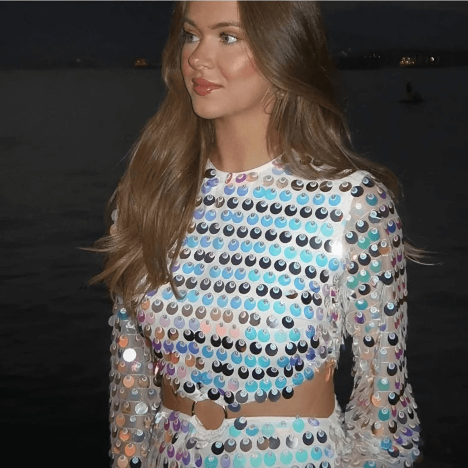 Beatrice | Uitgestrekte Mouw Glinsterende Pailletten Minikleed met Cut-Out Detail