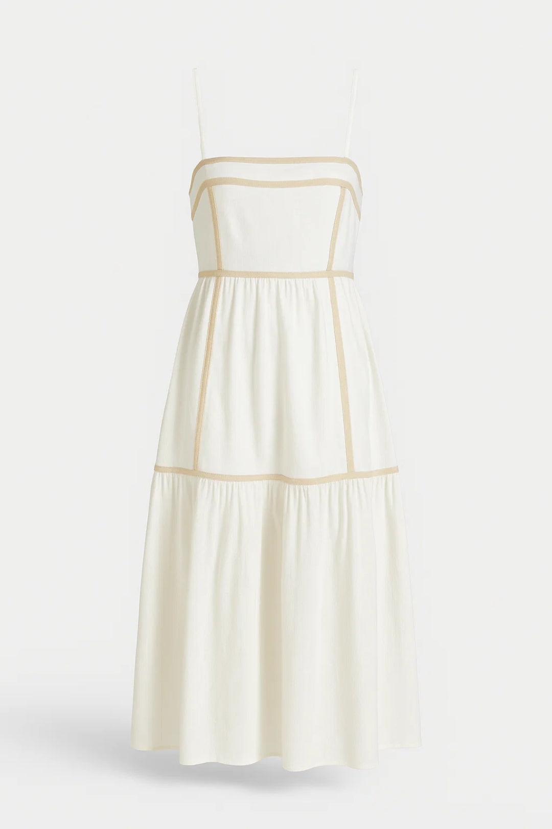 Strapless Maxi Jurk met Gelaagde Rok en Contrastdetails
