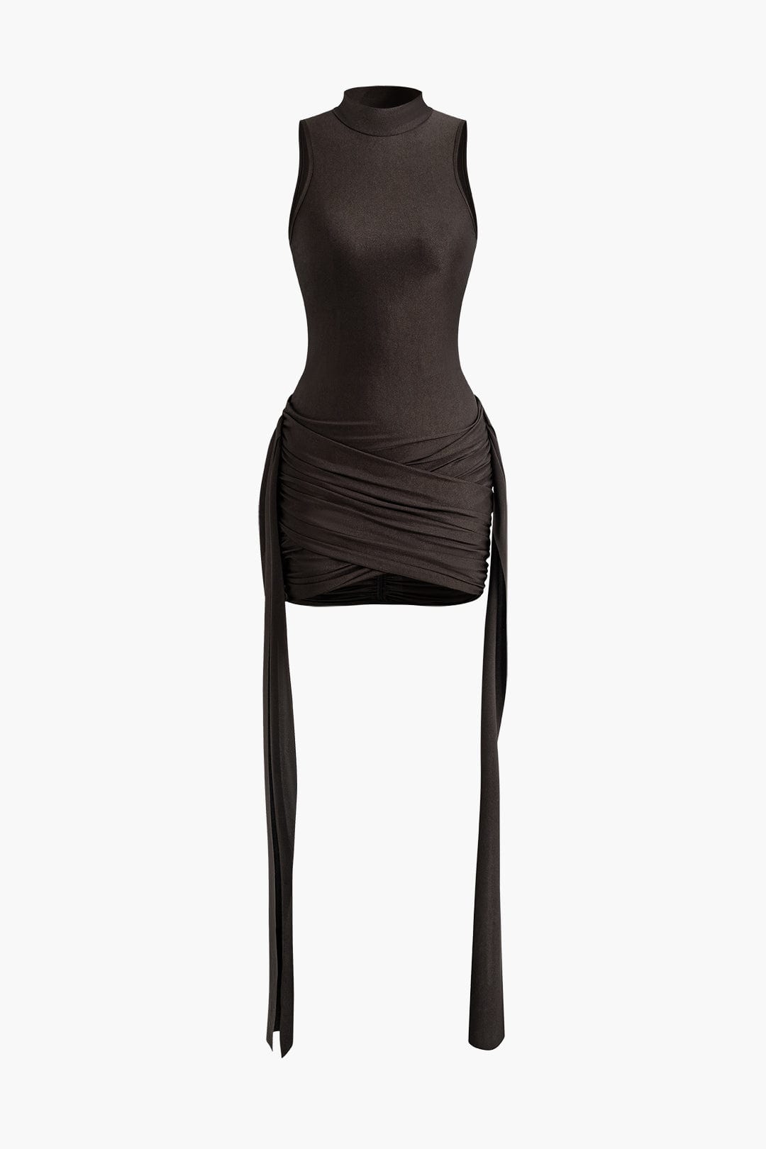 Vera | Elegante High-Neck Bodycon Minijurk met Drapering