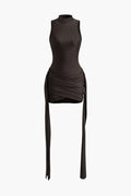 Vera | Elegante High-Neck Bodycon Minidress met Drapering
