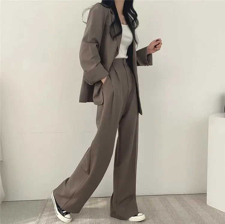 Athena | Effen Blazer- en Rechte Pantalon Set voor Dames