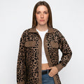 Luipaardprint Denim Jas met Knopen