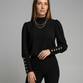 Elegante Top met Gouden Knopen en Lange Mouwen