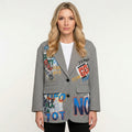 Oversized Blazer met Grafische Print en Tekst