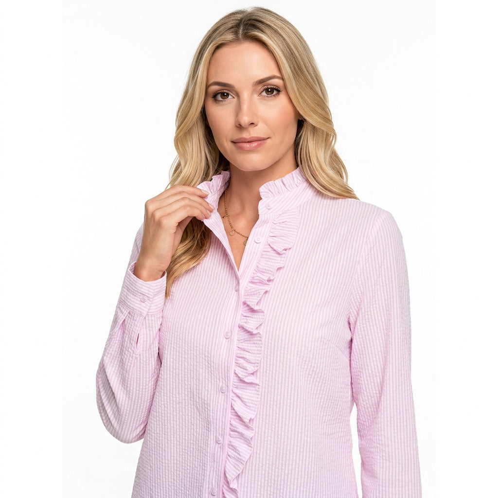 Klassieke Blouse met Opstaande Kraag en Knopen
