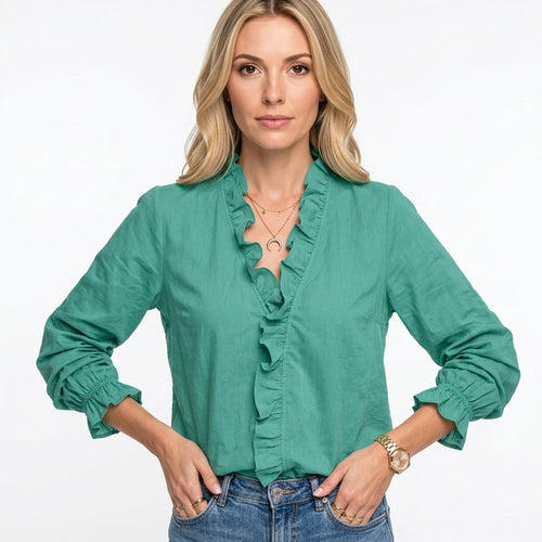 Blouse met Ruffle Kraag en Lange Mouwen