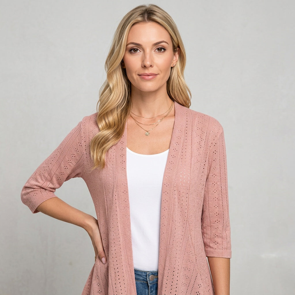 Luchtige Cardigan met Korte Mouwen en Open Voorkant