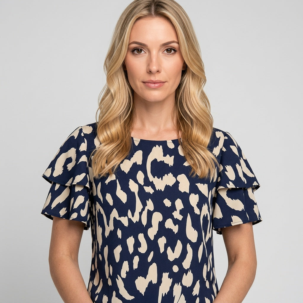 Casual Blouse met Print en Korte Mouwen
