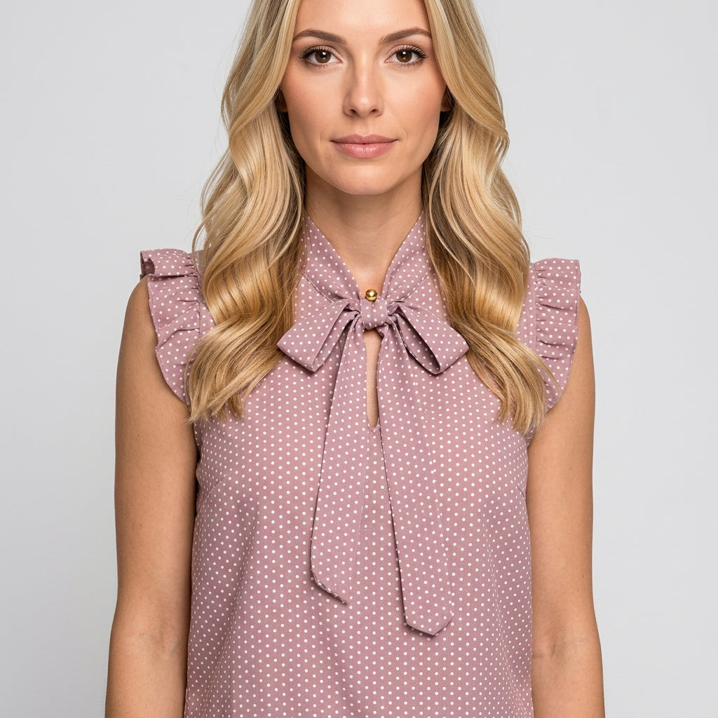 Elegante Mouwloze Blouse met Strikdetail