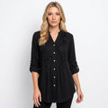 Elegante Tuniek Blouse met Kantdetails en Knopen
