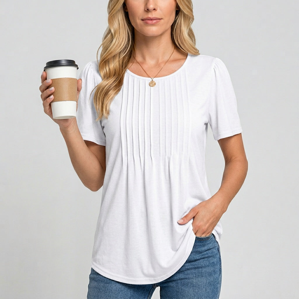 Casual T-shirt met Ronde Hals en Losse Pasvorm