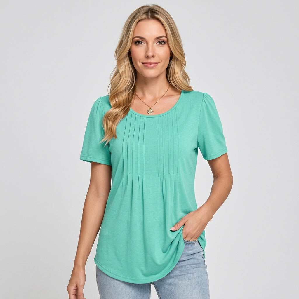 Casual T-shirt met Ronde Hals en Losse Pasvorm