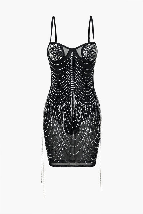 Celeste | Strass-verziend Mesh-Minikleed – Glitterende glamour voor onvergetelijke nachten