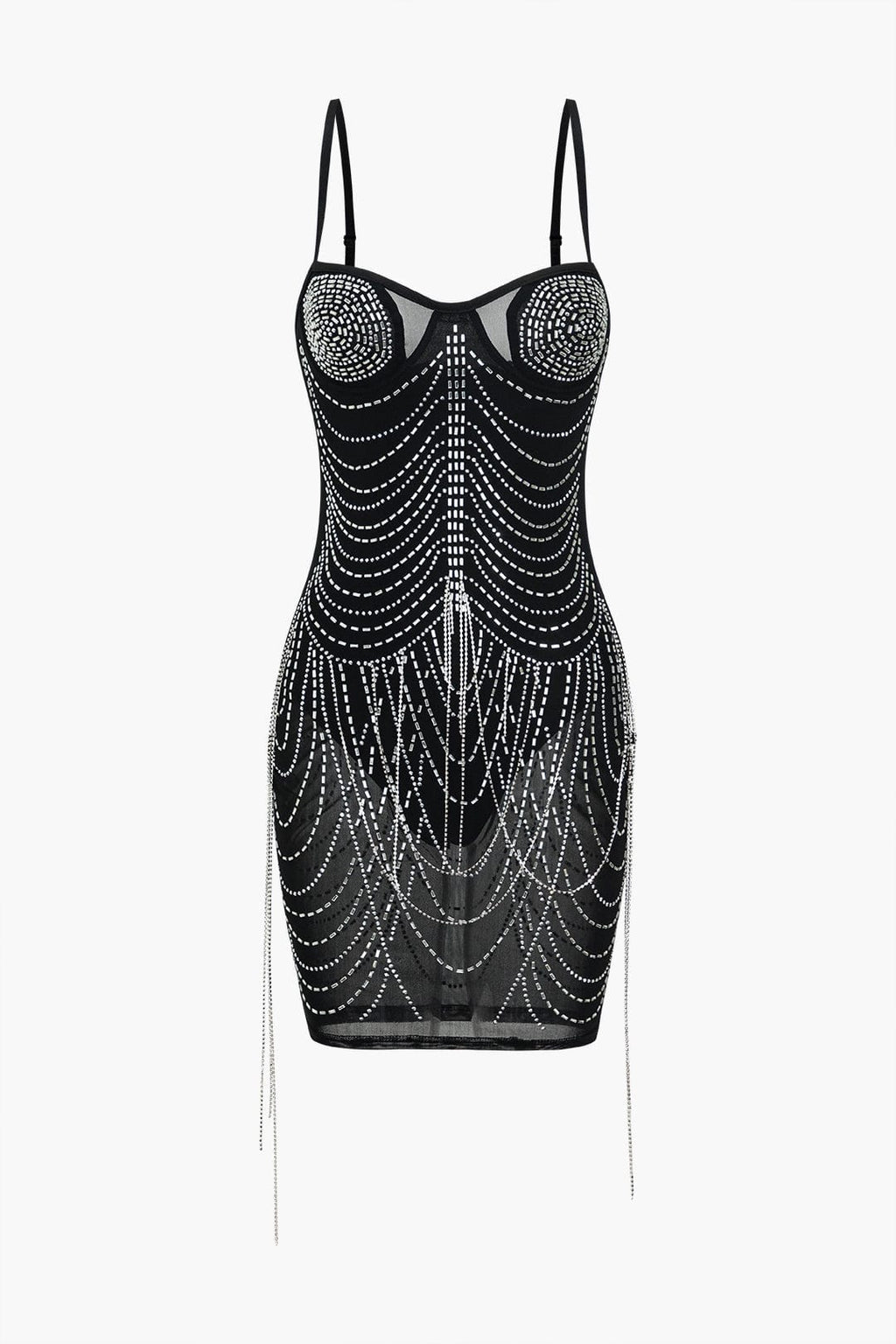 Celeste | Strass-versierd Mesh-Minikleed – Glinsterende glamour voor onvergetelijke nachten