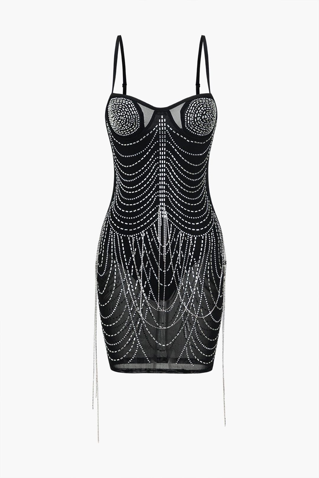 Celeste | Strass-bespatte Mesh Mini-jurk – Glanzende glamour voor onvergetelijke nachten