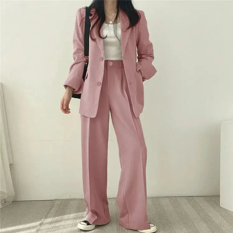 Athena | Effen Blazer- en Rechte Pantalon Set voor Dames