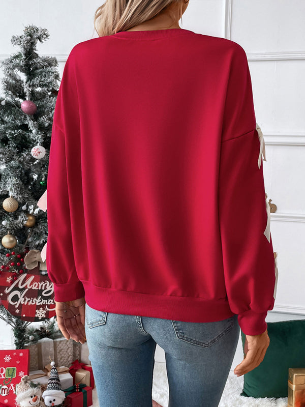 Tasha | Dames Crew Neck Kersttrui met Strikmouwen