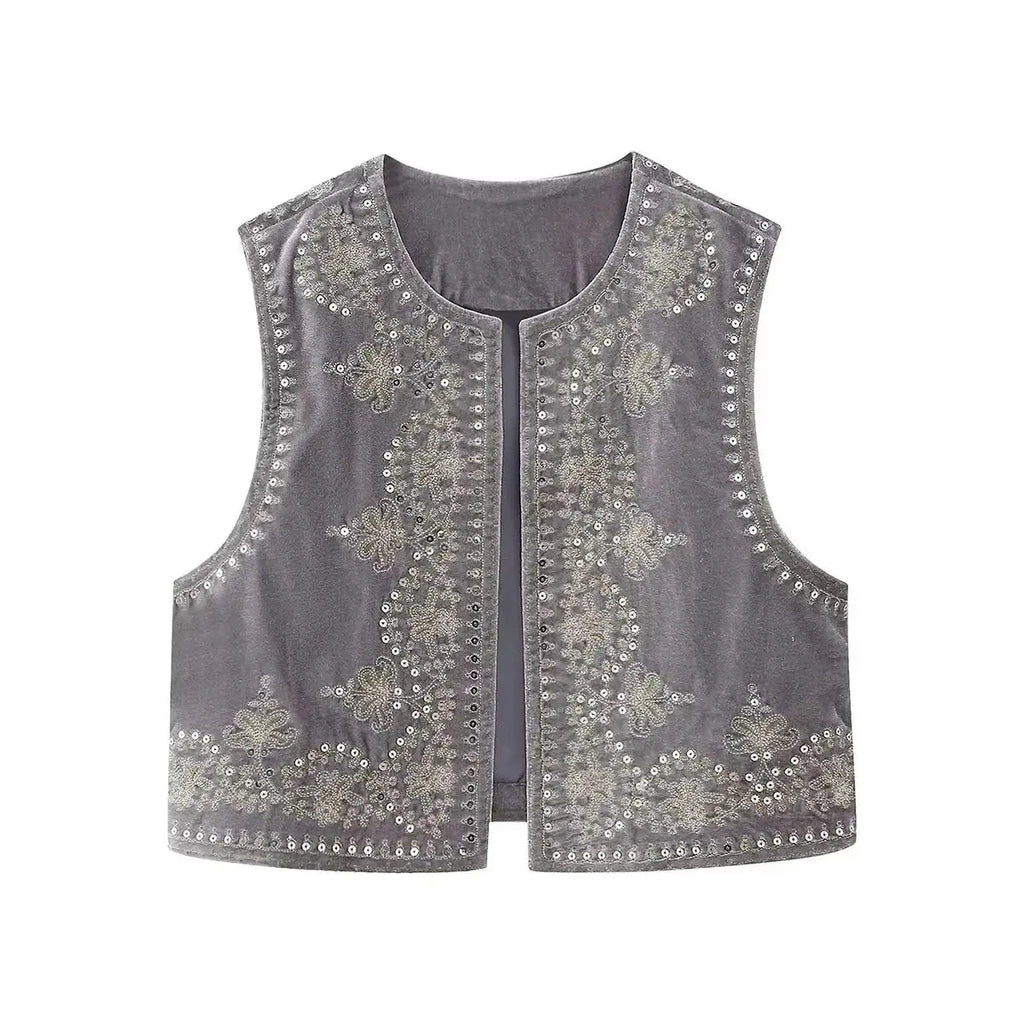 Celina | Geborduurde Fluwelen Vest