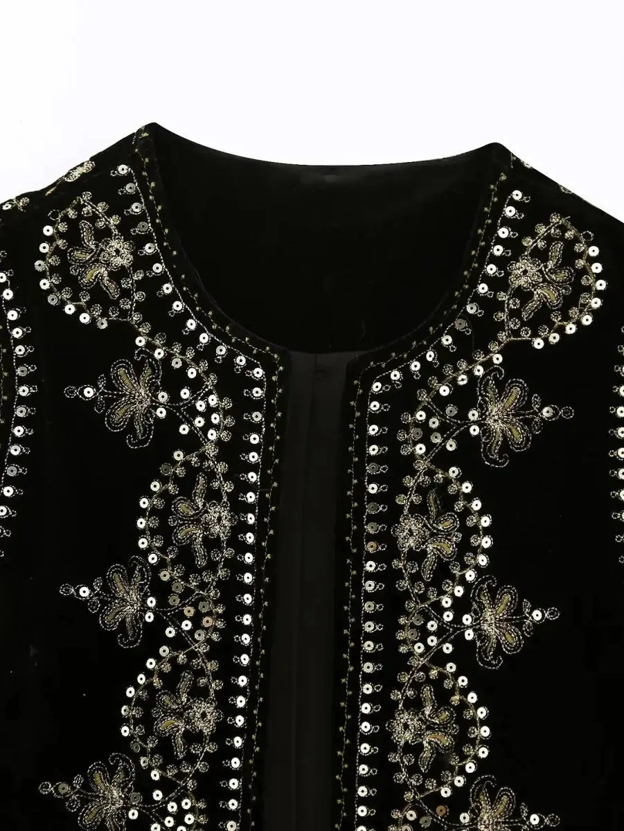 Celina | Geborduurde Fluwelen Vest