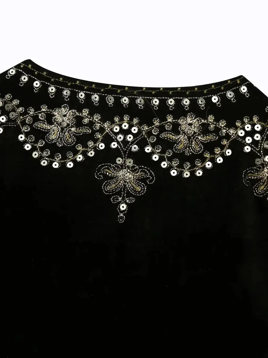 Celina | Geborduurde Fluwelen Vest