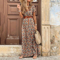 Maxi-jurk in Boho-stijl met paisleypatroon en riem