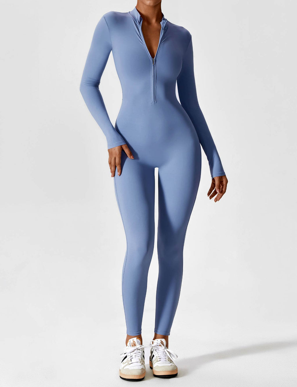 Wanda | Lange Mouwen Jumpsuit - Staande Kraag Rits