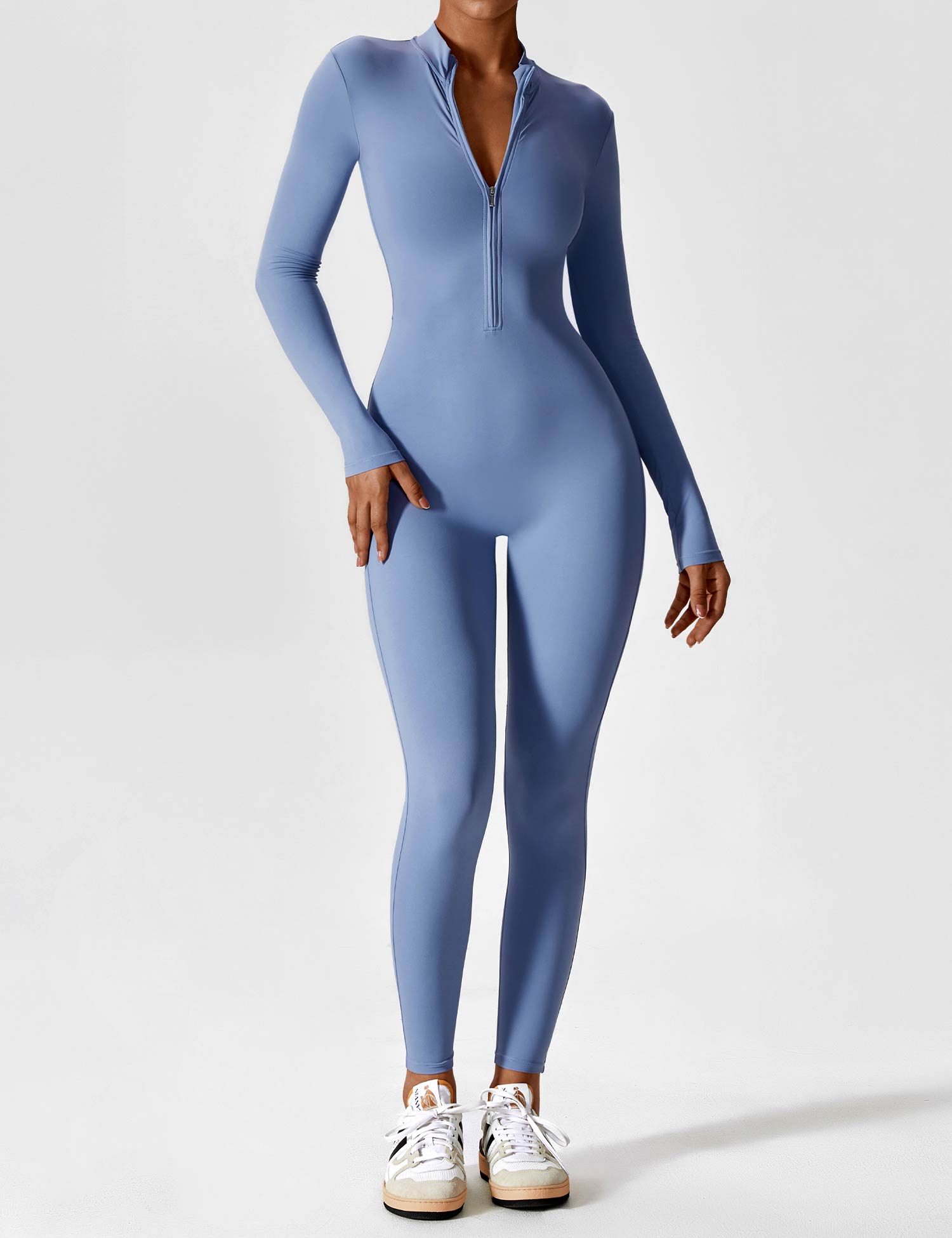 Wanda | Lange Mouwen Jumpsuit - Staande Kraag Rits