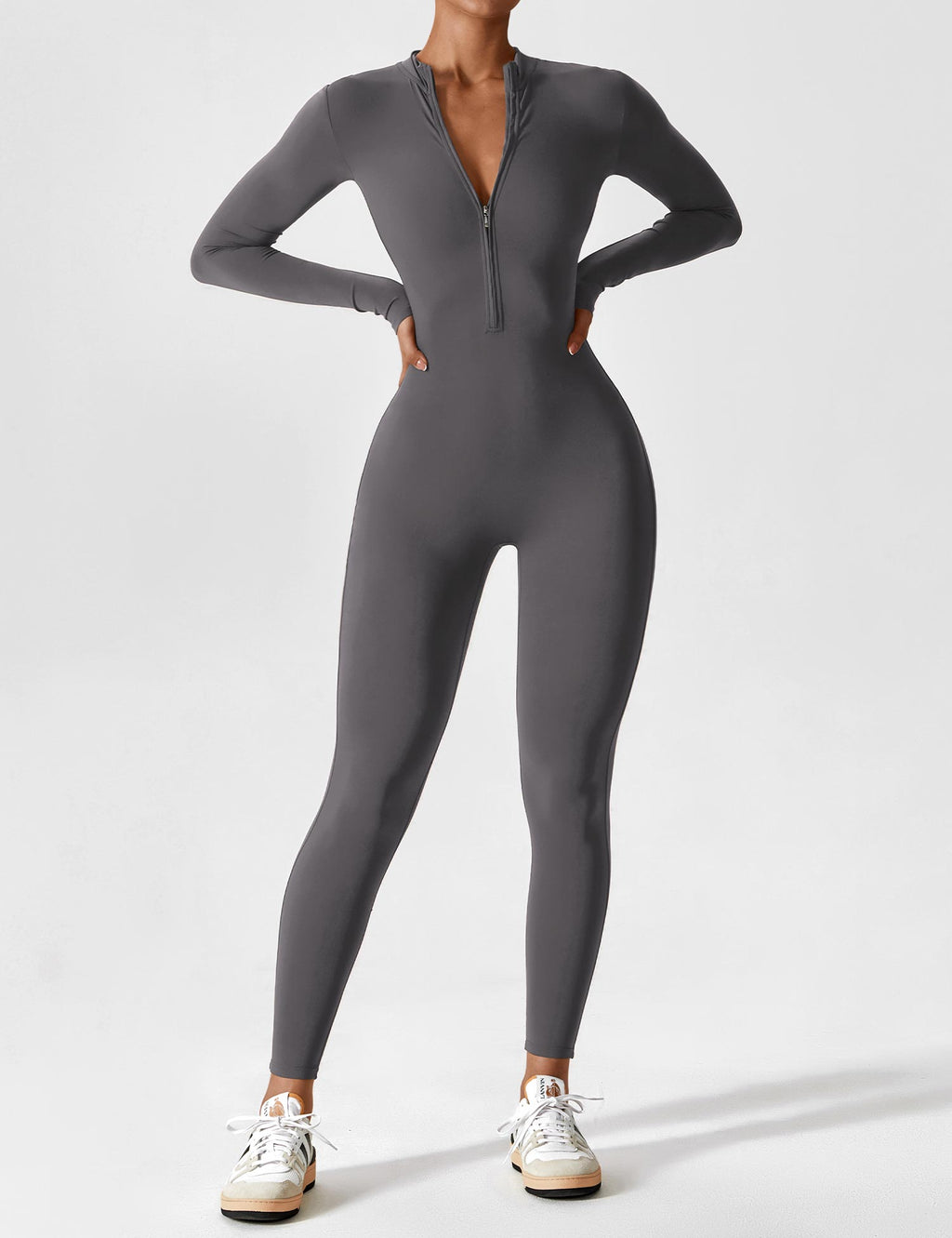 Wanda | Lange Mouwen Jumpsuit - Staande Kraag Rits
