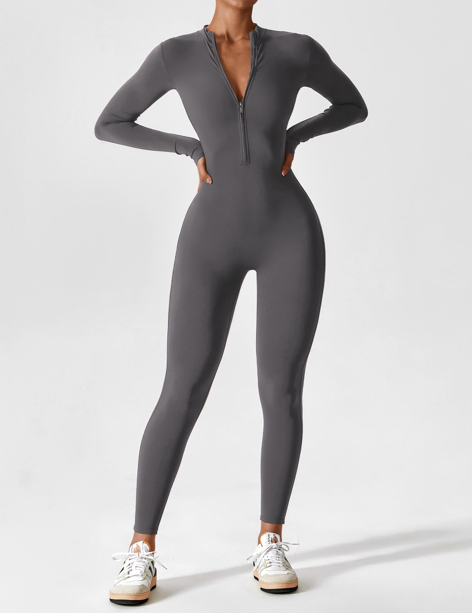 Wanda | Lange Mouwen Jumpsuit - Staande Kraag Rits