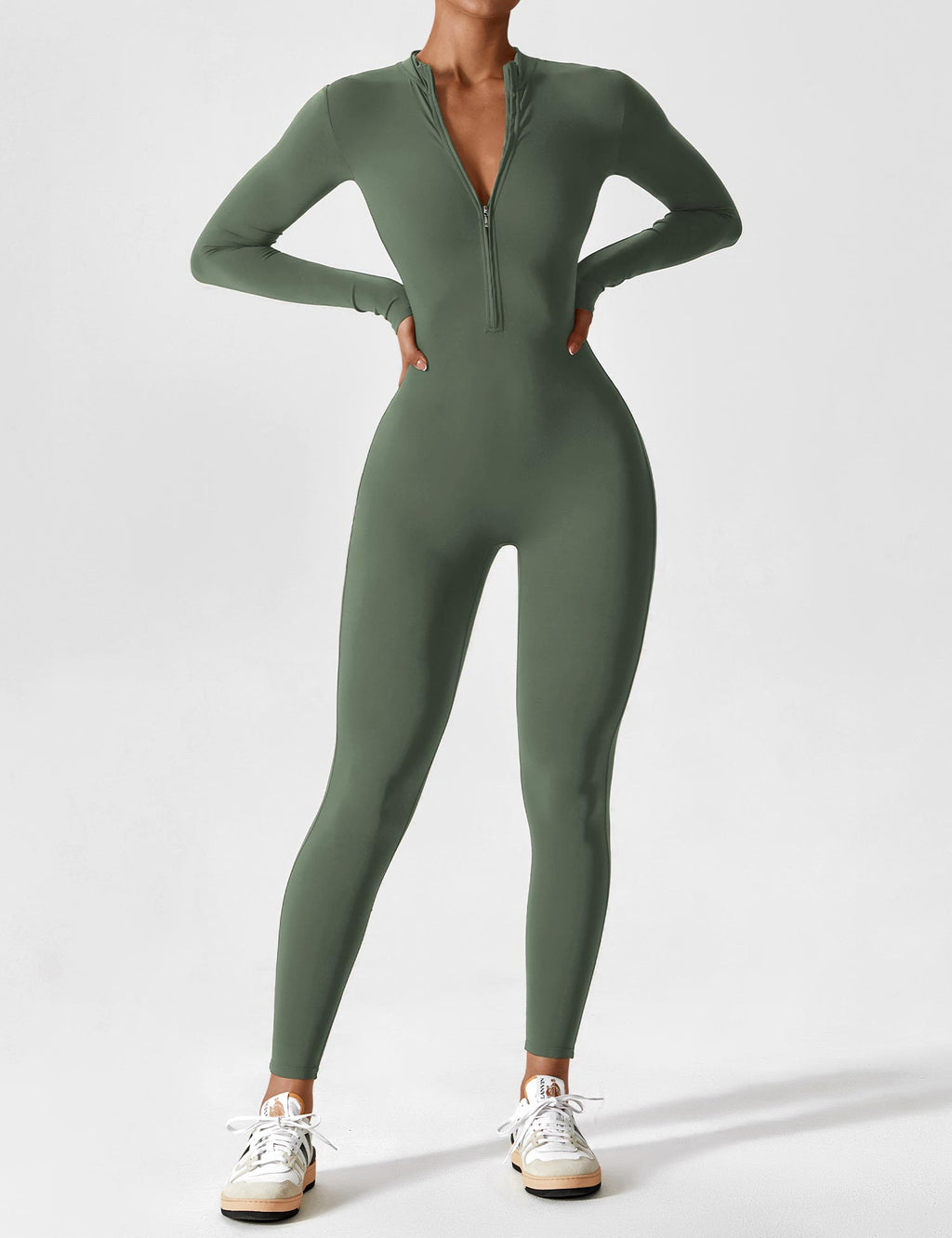 Wanda | Lange Mouwen Jumpsuit - Staande Kraag Rits